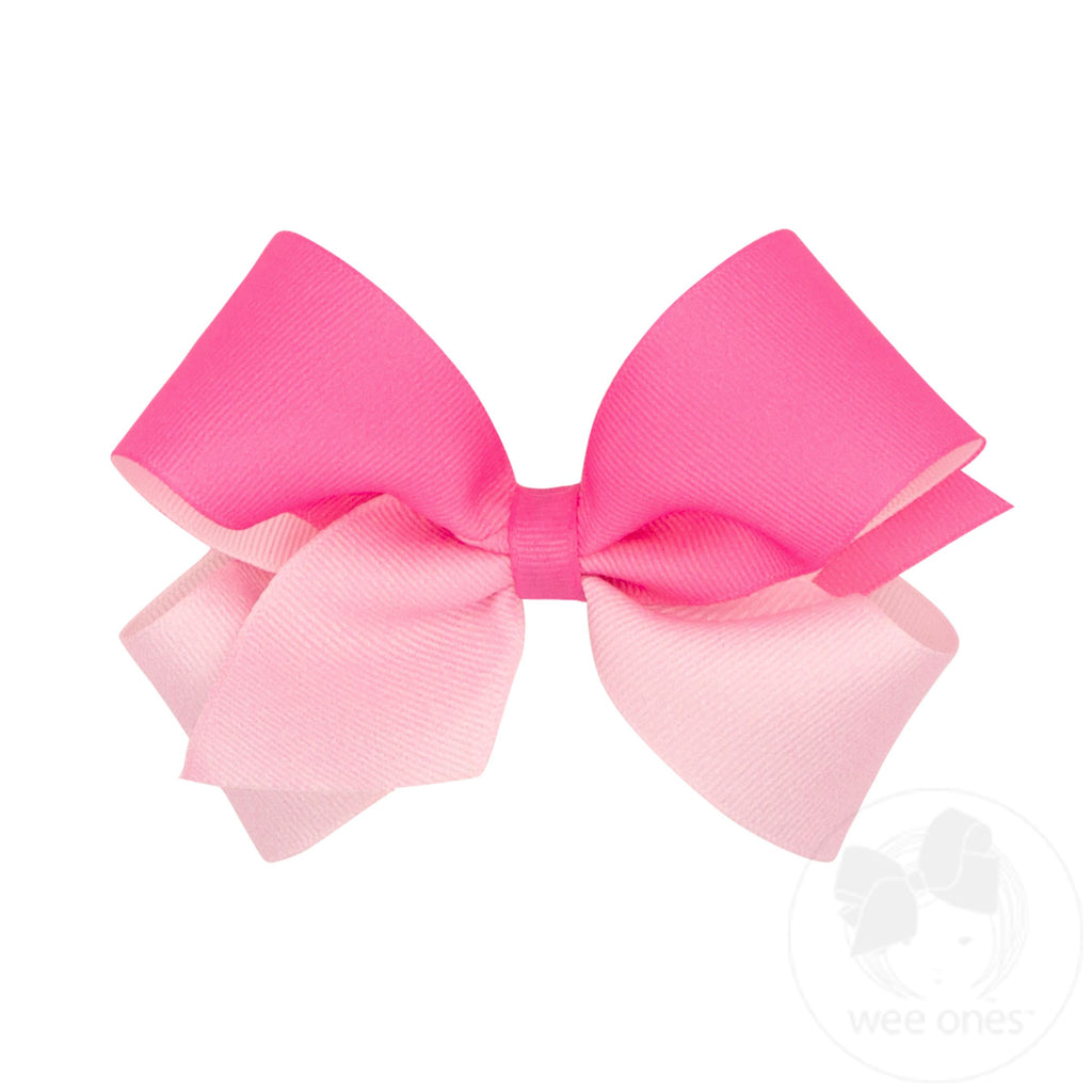 Medium Grosgrain Ombre Color-block Print Girls Hair Bow