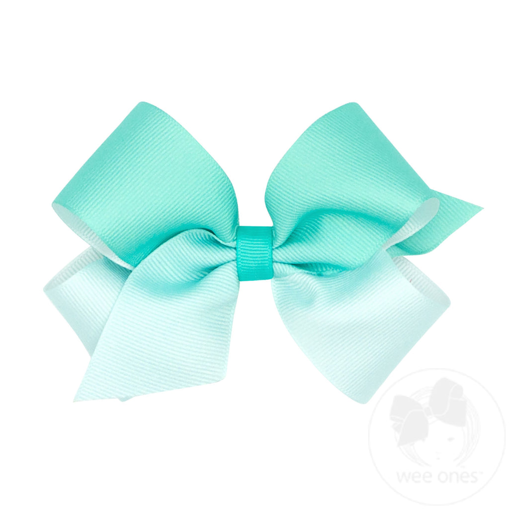 Medium Grosgrain Ombre Color-block Print Girls Hair Bow