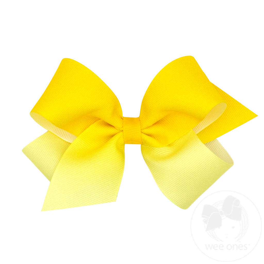 Medium Grosgrain Ombre Color-block Print Girls Hair Bow