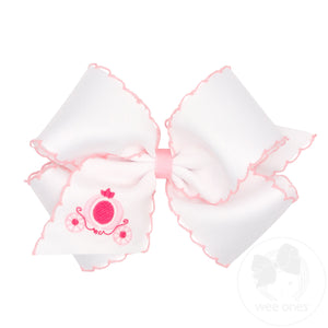 King Princess Grosgrain Hair Bow with Satin Overlay and Glitter Crown