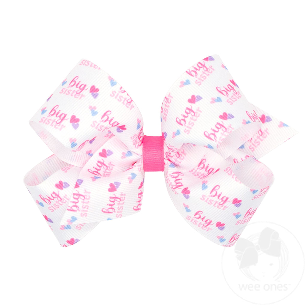 Medium Big Sister Printed Grosgrain Hair Bow