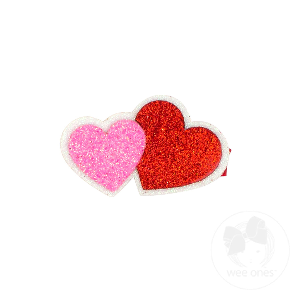 Large Glitter Double-heart Hair Clip