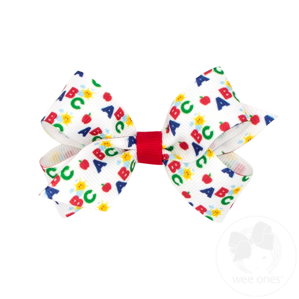 Mini School-themed Printed Grosgrain Hair Bow