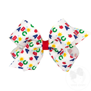 Medium School-themed Printed Grosgrain Hair Bow