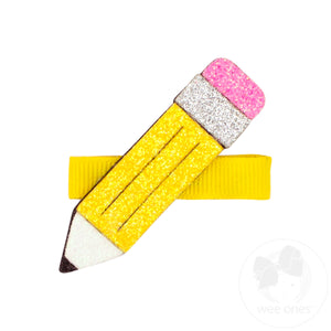 Layered Glitter School-themed Girls Pencil Hair Clip (2in)