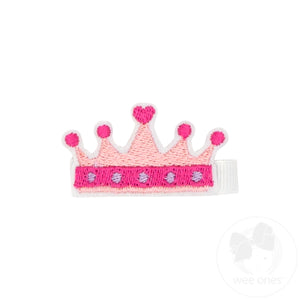 King Princess Grosgrain Hair Bow with Satin Overlay and Glitter Crown