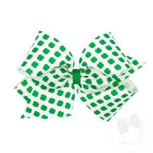 King Shamrock Print Grosgrain Hair Bow