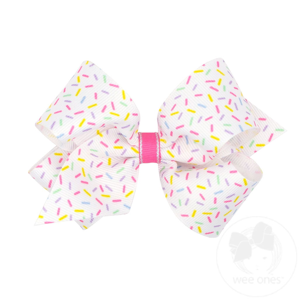 Medium Birthday-themed Printed Grosgrain Hair Bow