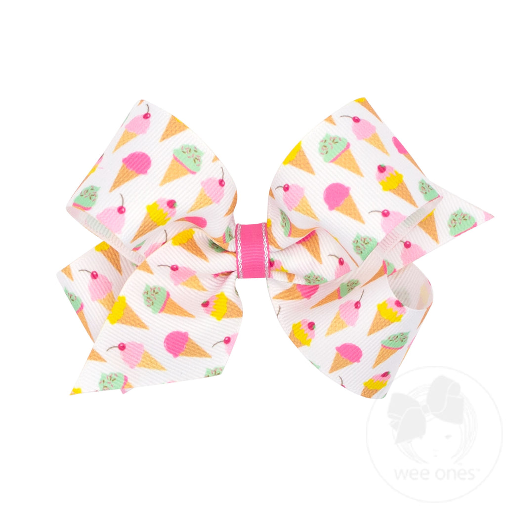 Medium Birthday-themed Printed Grosgrain Hair Bow