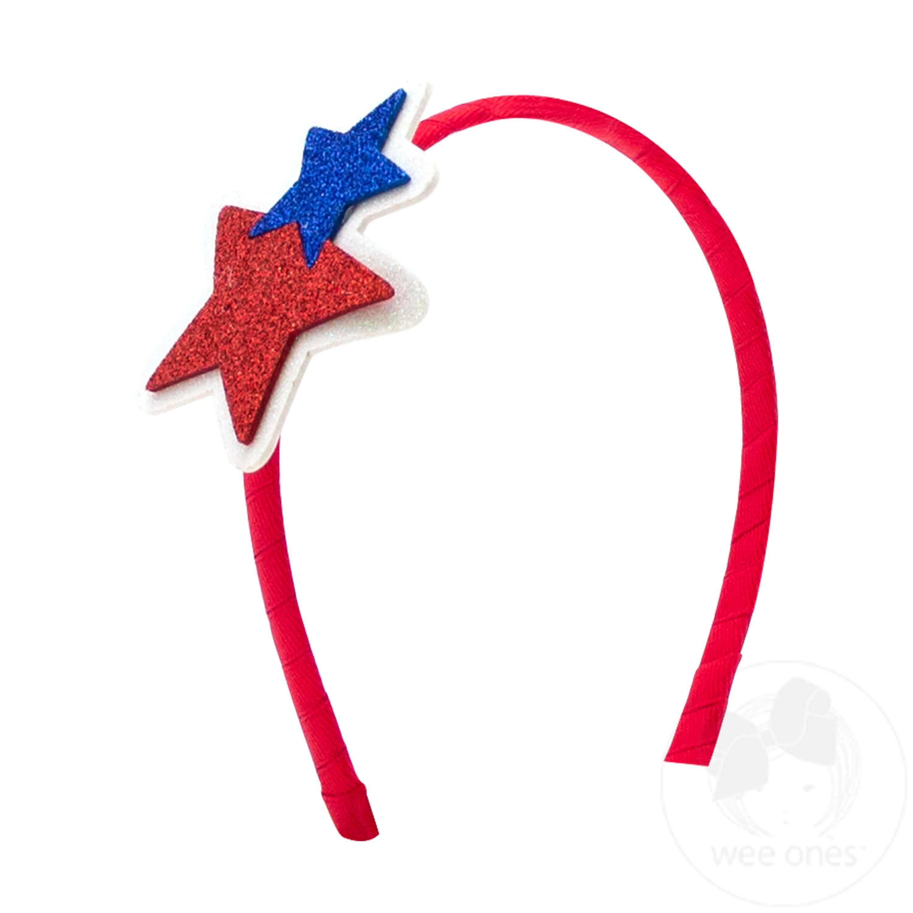 Large Patriotic Glitter Foam Grosgrain Wrapped Headband - STAR | Wee ...