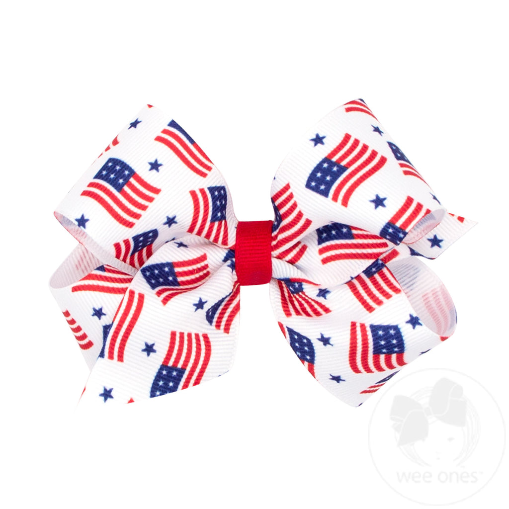 Medium Patriotic-themed Print Grosgrain Hair Bow