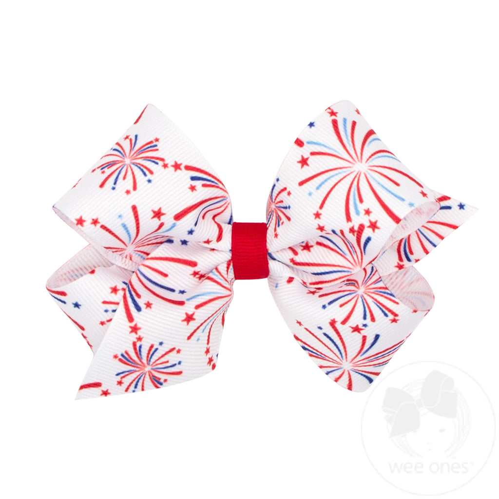 Medium Patriotic-themed Print Grosgrain Hair Bow