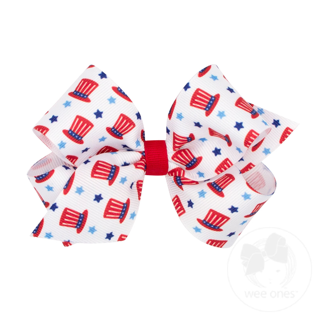 Medium Patriotic-themed Print Grosgrain Hair Bow