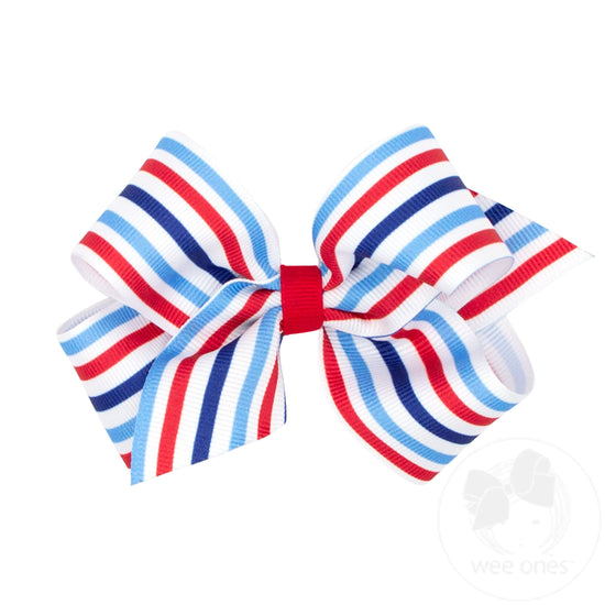 Medium Patriotic-themed Print Grosgrain Hair Bow