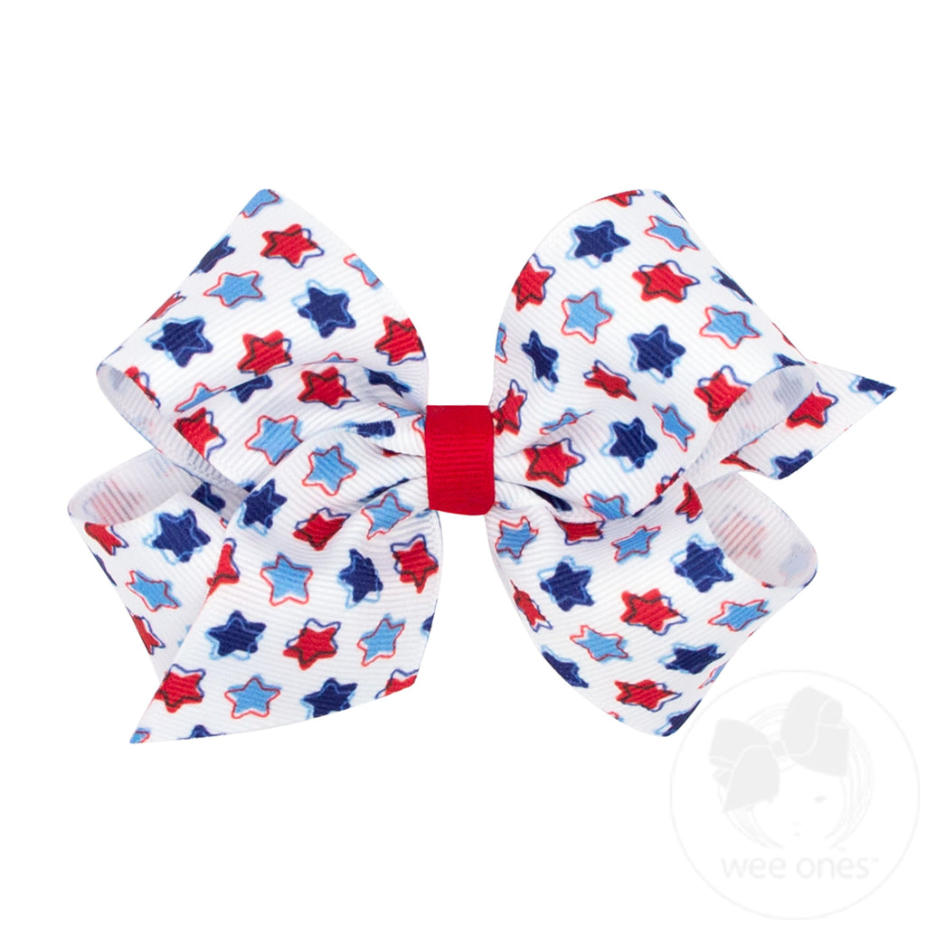 Medium Patriotic-themed Print Grosgrain Hair Bow