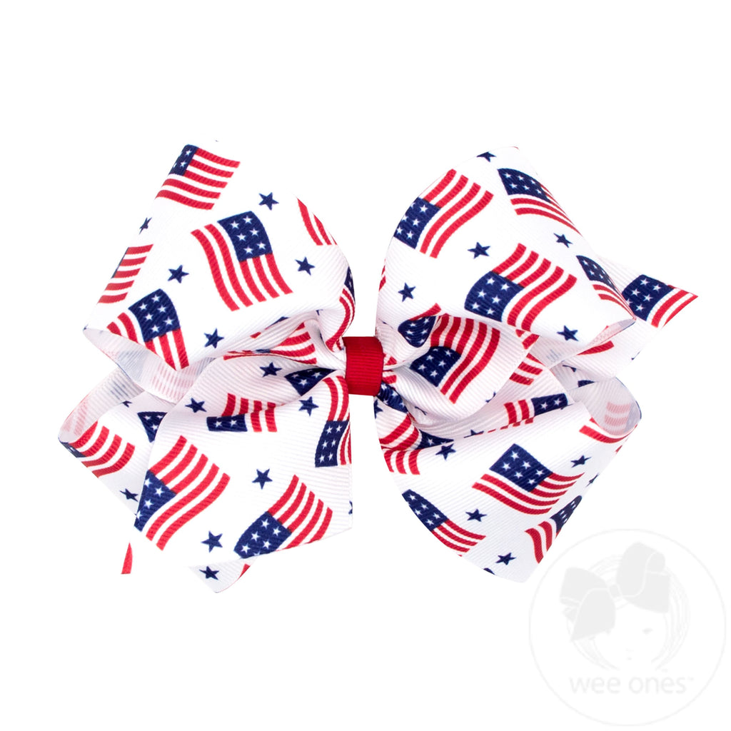 King Patriotic-themed Print Grosgrain Hair Bow