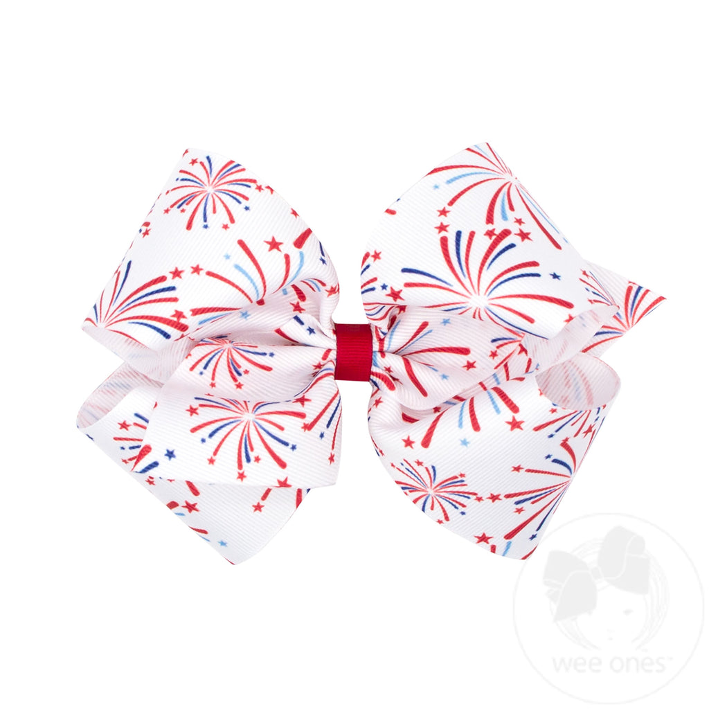 King Patriotic-themed Print Grosgrain Hair Bow