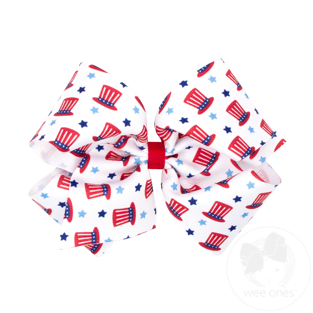 King Patriotic-themed Print Grosgrain Hair Bow