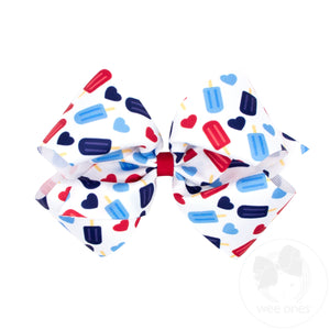 King Patriotic-themed Print Grosgrain Hair Bow