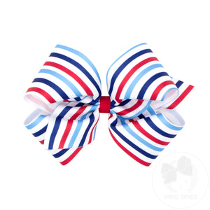 King Patriotic-themed Print Grosgrain Hair Bow