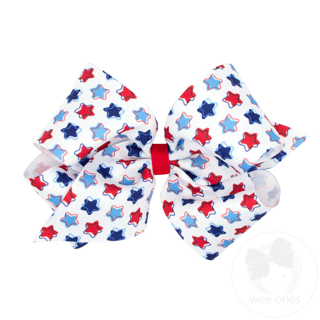 King Patriotic-themed Print Grosgrain Hair Bow