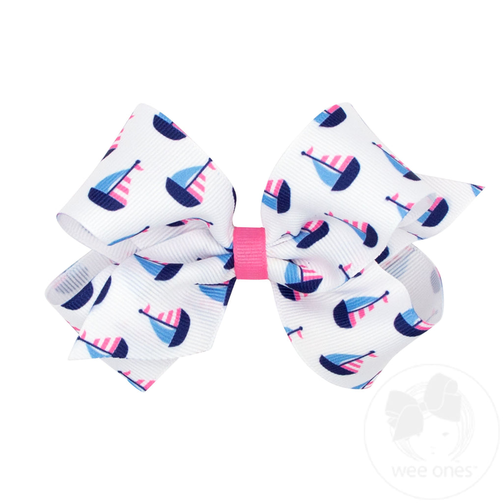 Medium Nautical-themed Grosgrain Hair Bow