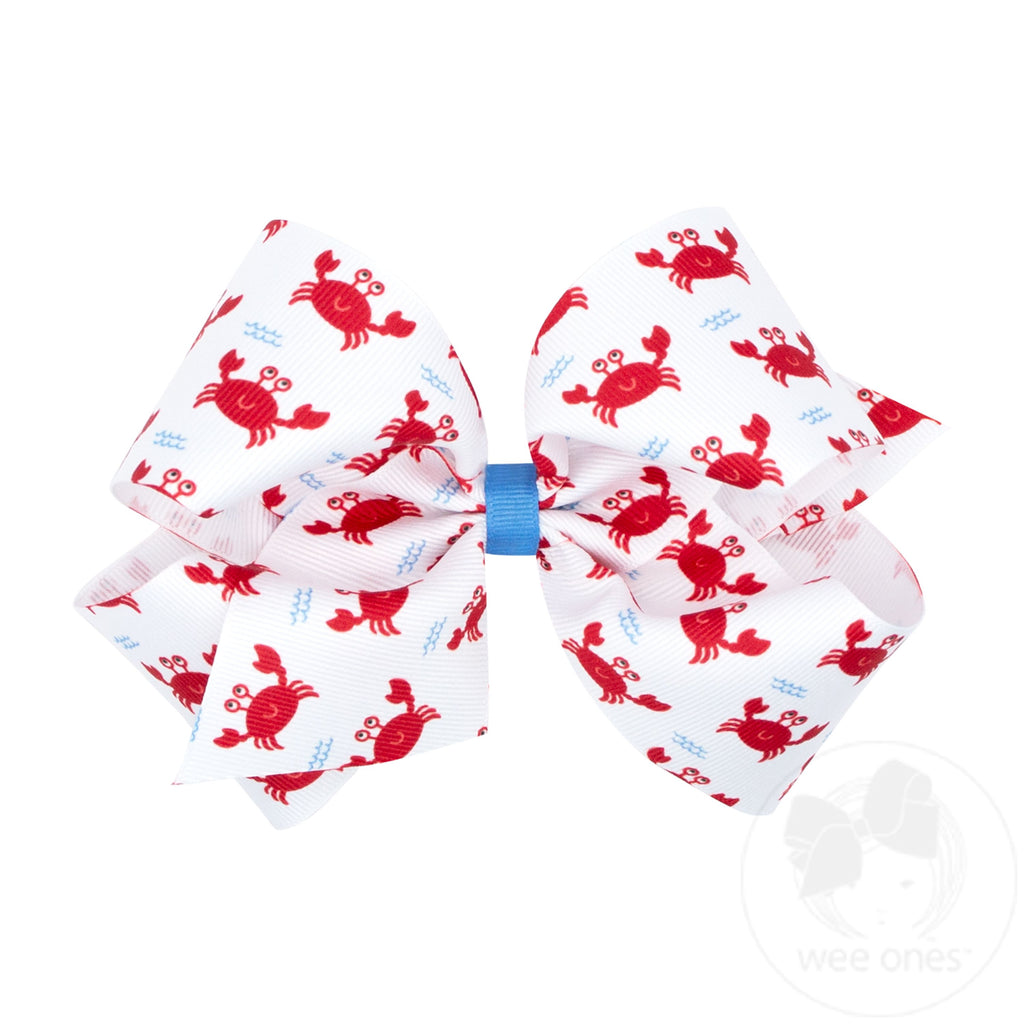 King Nautical-themed Printed Grosgrain Hair Bow