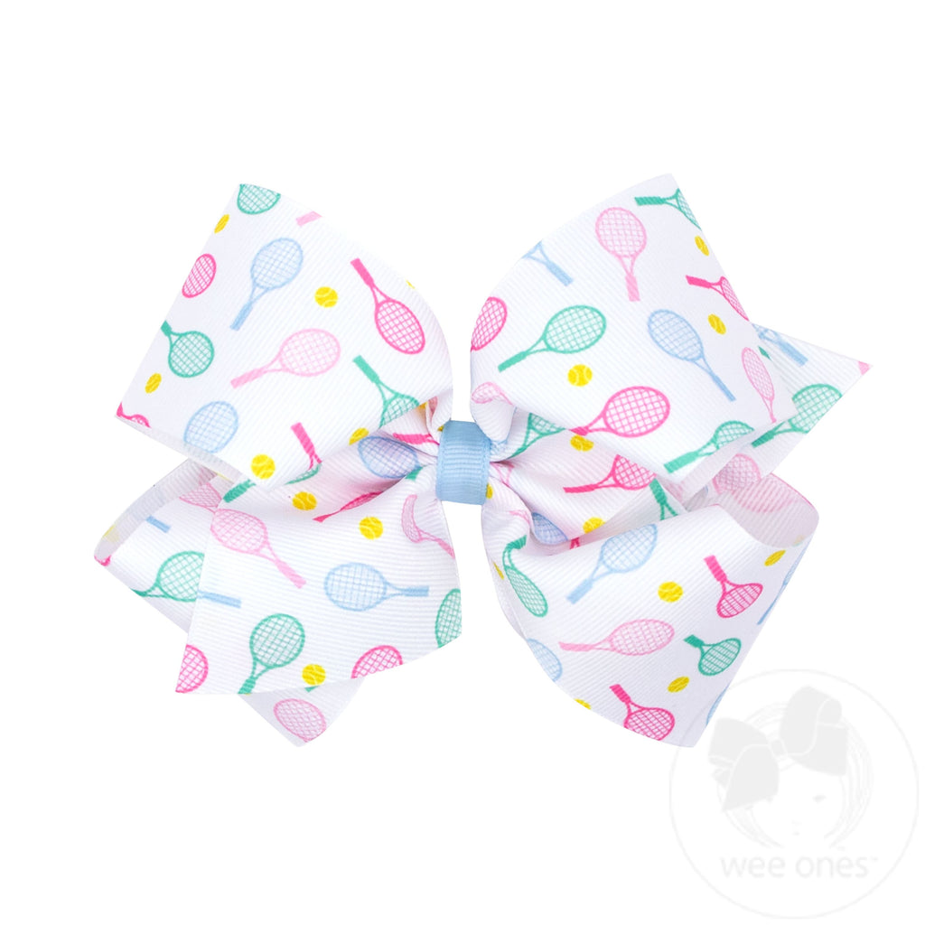 King Tennis Racket Print Grosgrain Hair Bows