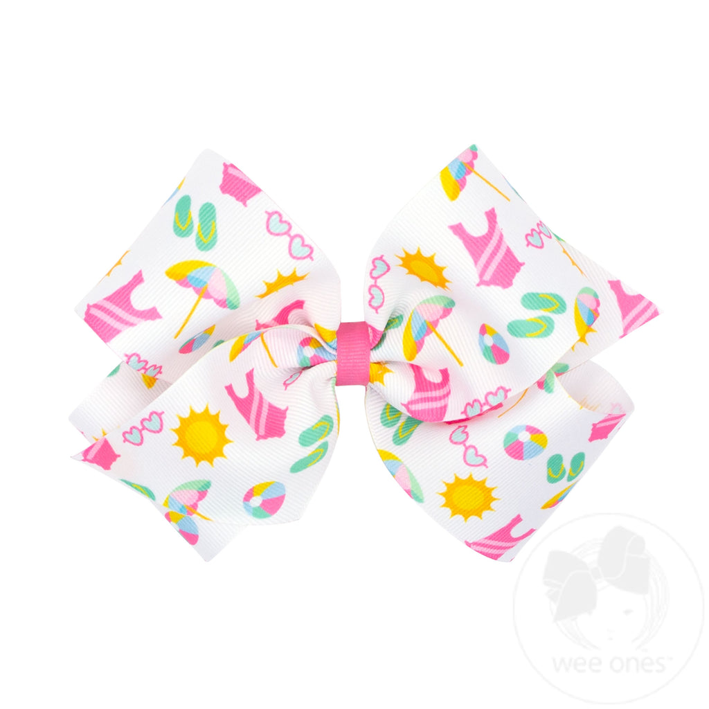 King Summer Print Grosgrain Hair Bows