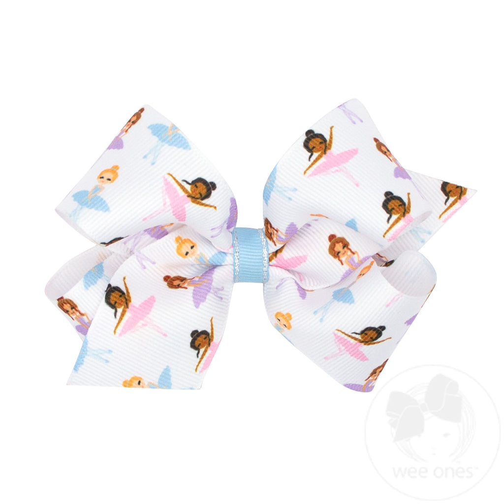 Medium Princess and Dance-Inspired Printed Grosgrain Hair Bow