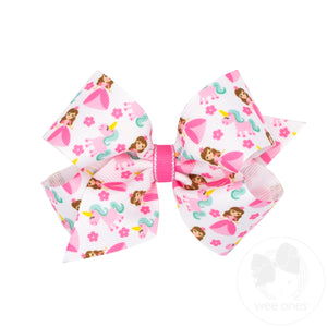 Medium Princess and Dance-Inspired Unicorn Printed Grosgrain Hair Bow