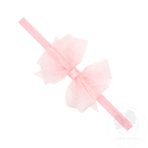 Mini Organza Double Hair Bow on a Matching Elastic Band