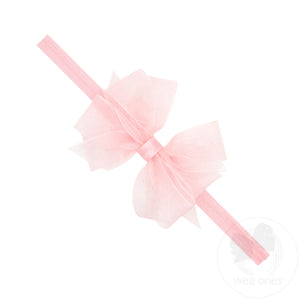 Mini Organza Double Hair Bow on a Matching Elastic Band