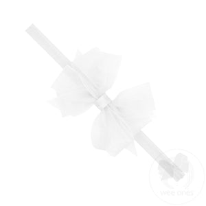 Mini Organza Double Hair Bow on a Matching Elastic Band