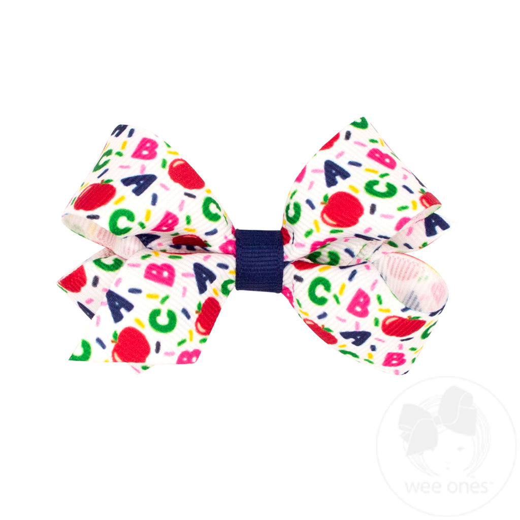 Mini Confetti School-themed Printed Grosgrain Hair Bow