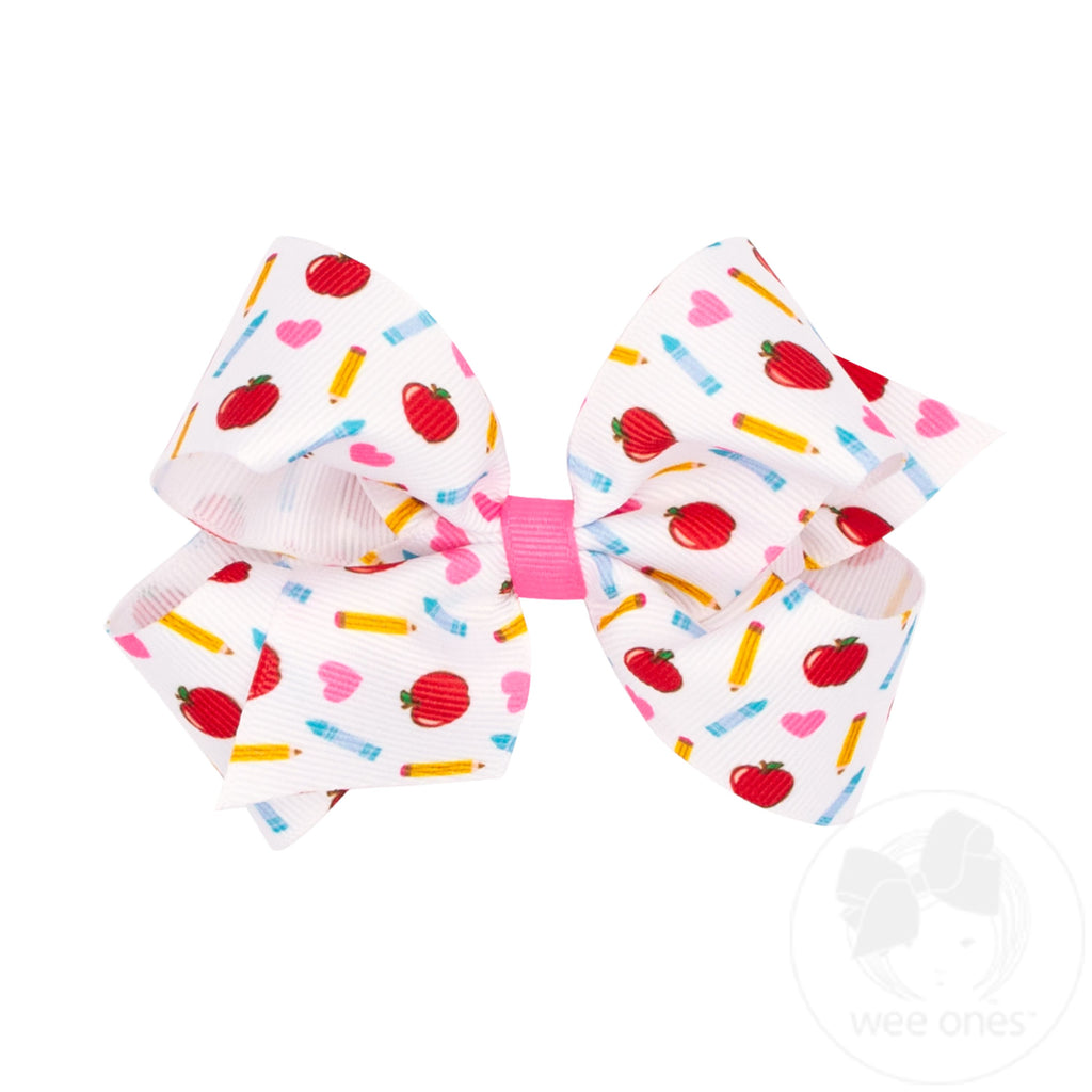 Medium ABC's School-themed Printed Grosgrain Hair Bow