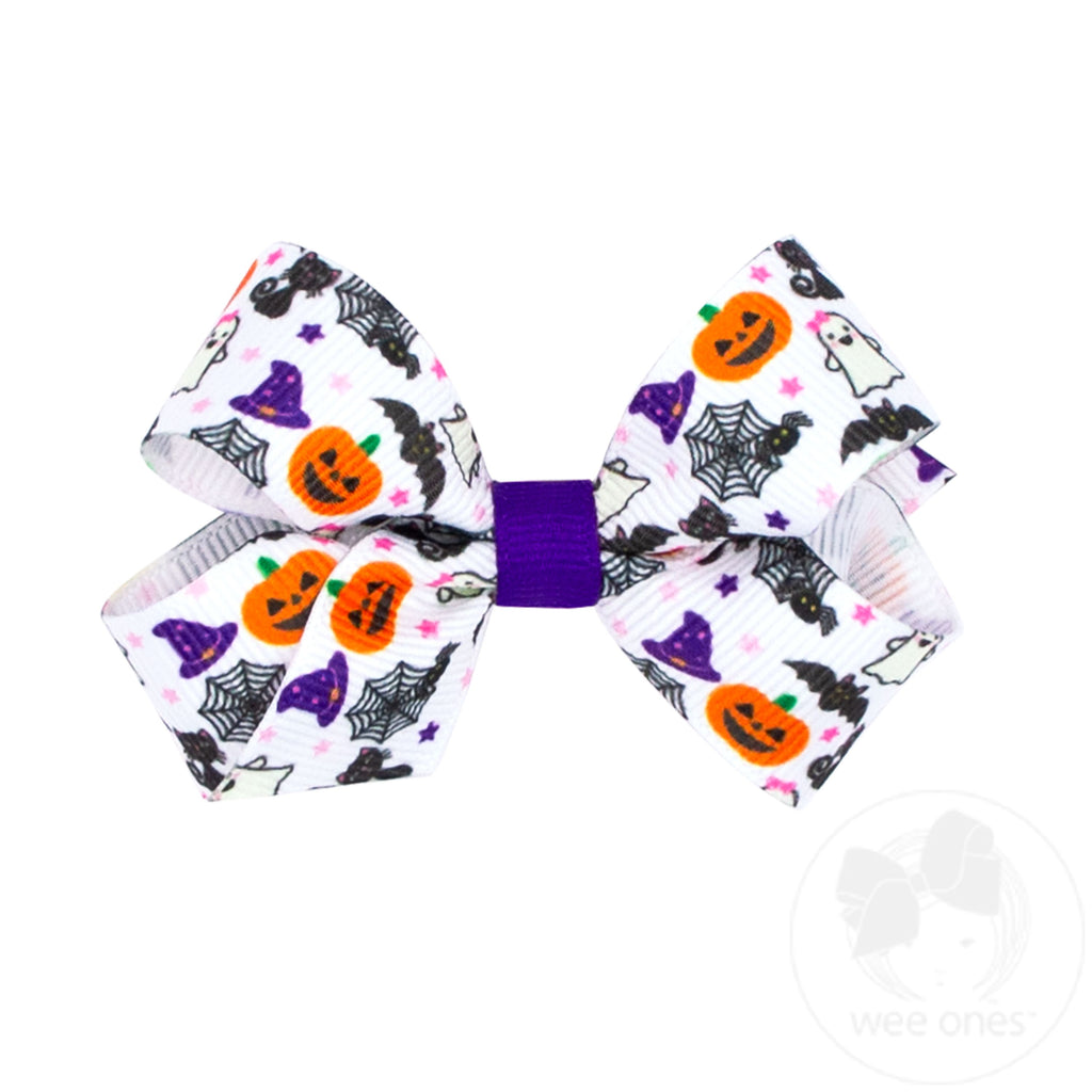 Mini Halloween-themed Characters Printed Grosgrain Hair Bow