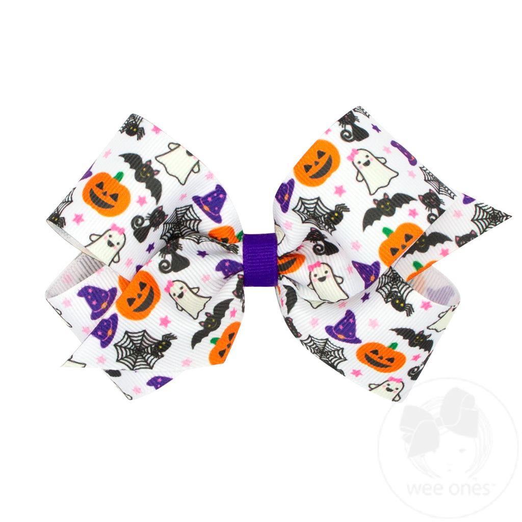 Medium Halloween-themed Characters Printed Grosgrain Hair Bow