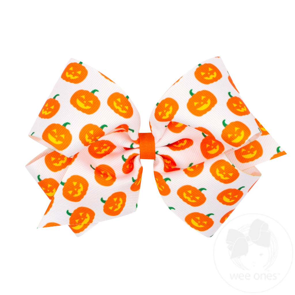 King Halloween-themed Jack-O-Lantern Printed Grosgrain Hair Bow