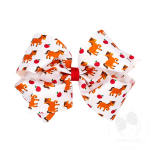 King Farm-themed Horses Printed Grosgrain Hair Bow