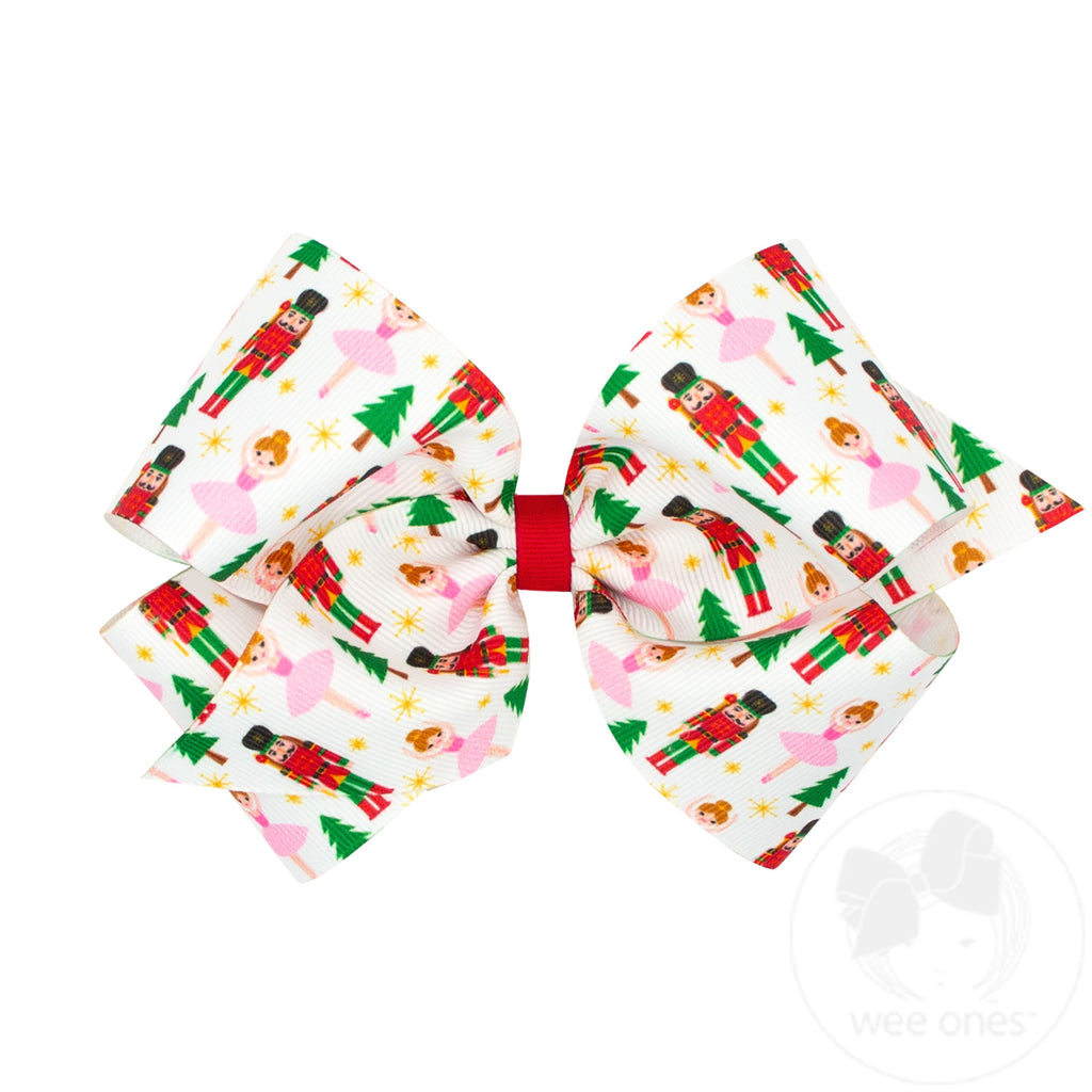 King Holiday-themed Christmas Nutcracker Grosgrain Hair Bow