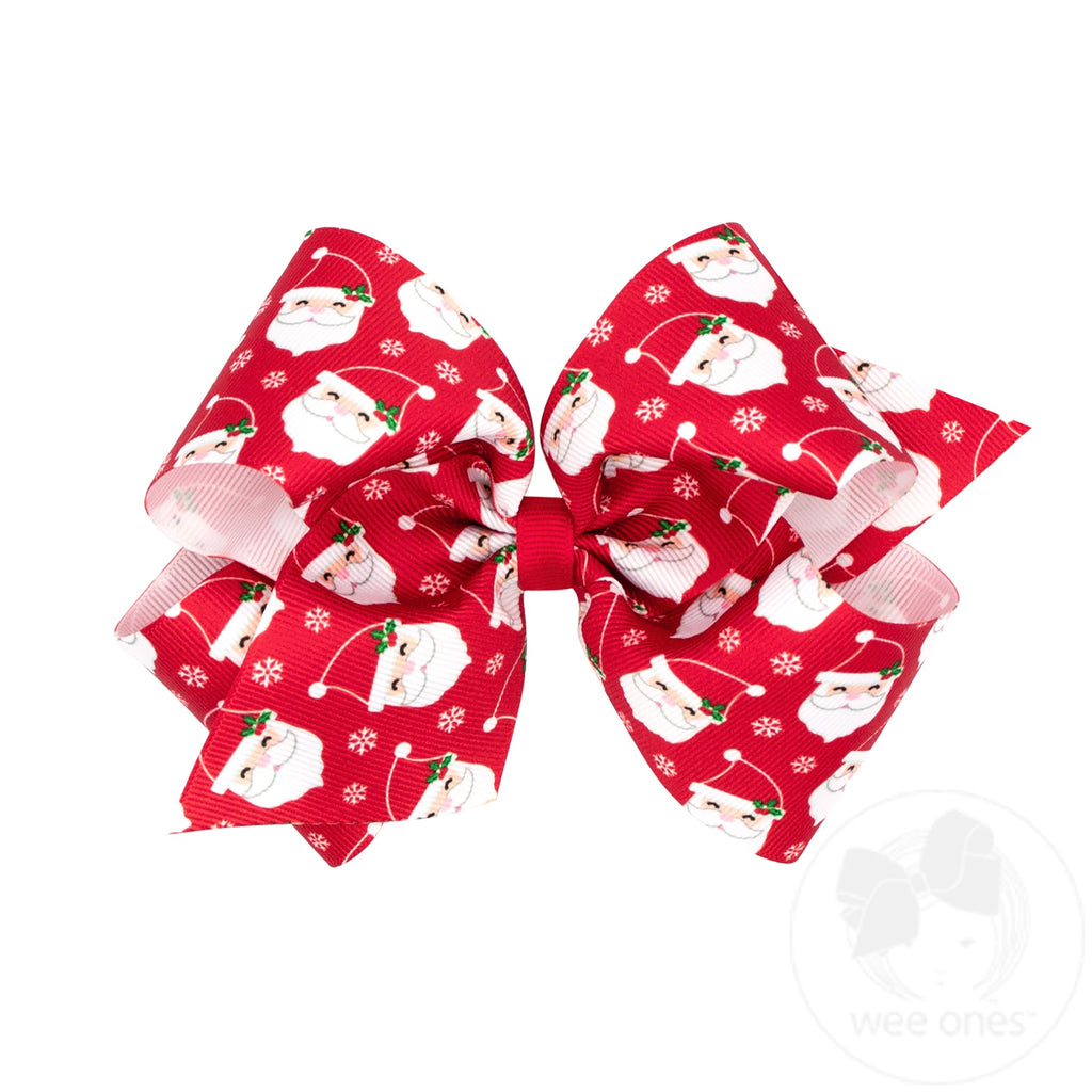 King Holiday-themed Christmas Lights Grosgrain Hair Bow