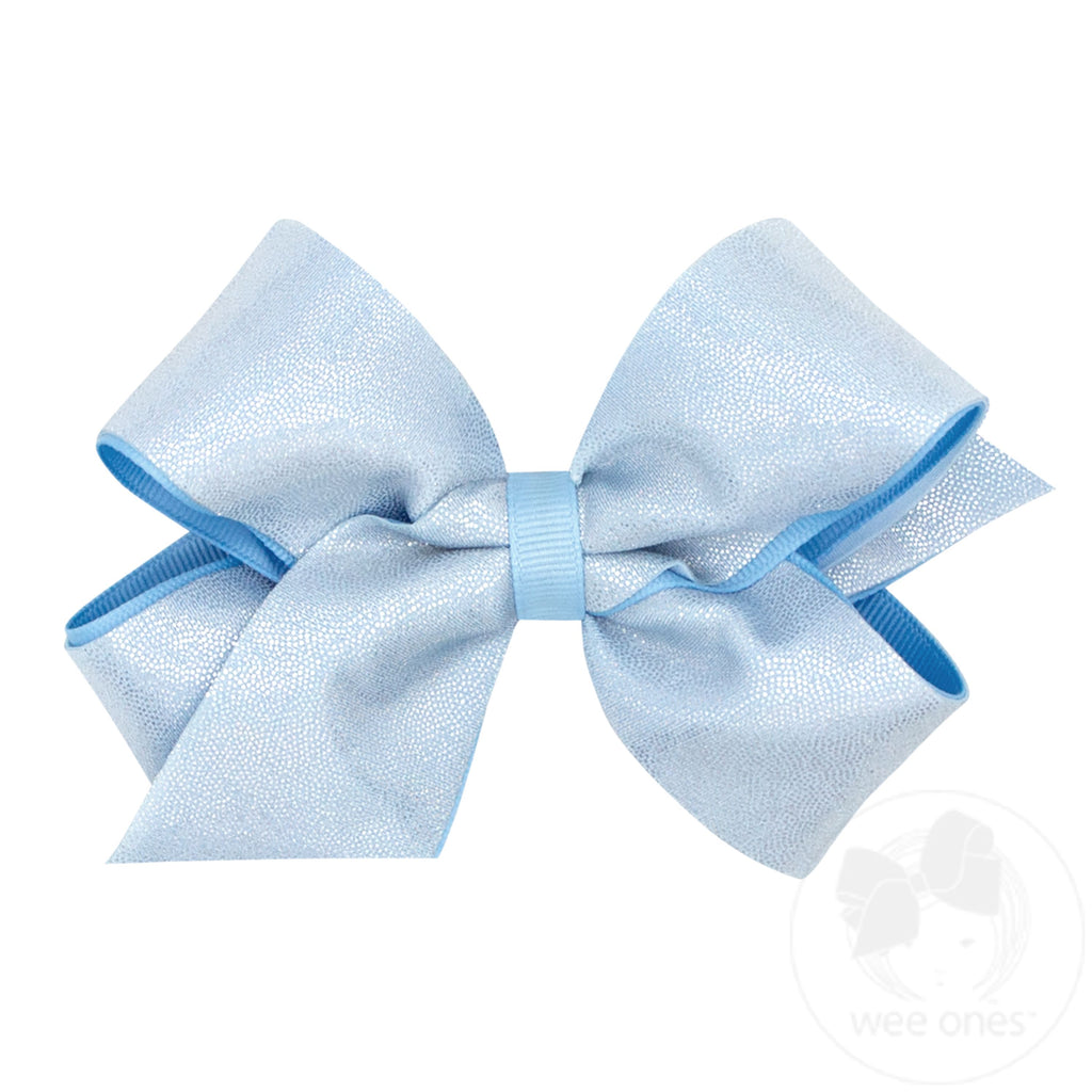 Medium Mirror Dot and Grosgrain Overlay Hair Bow