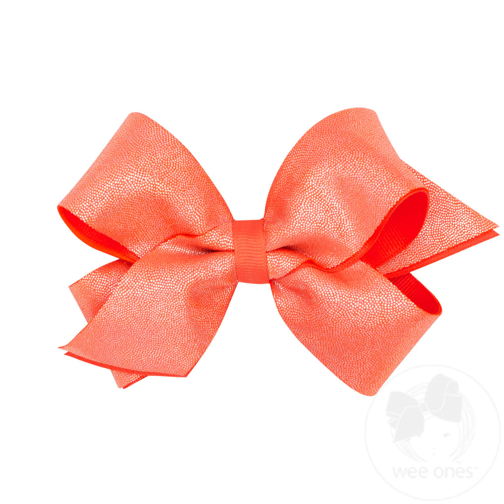 Medium Mirror Dot and Grosgrain Overlay Hair Bow