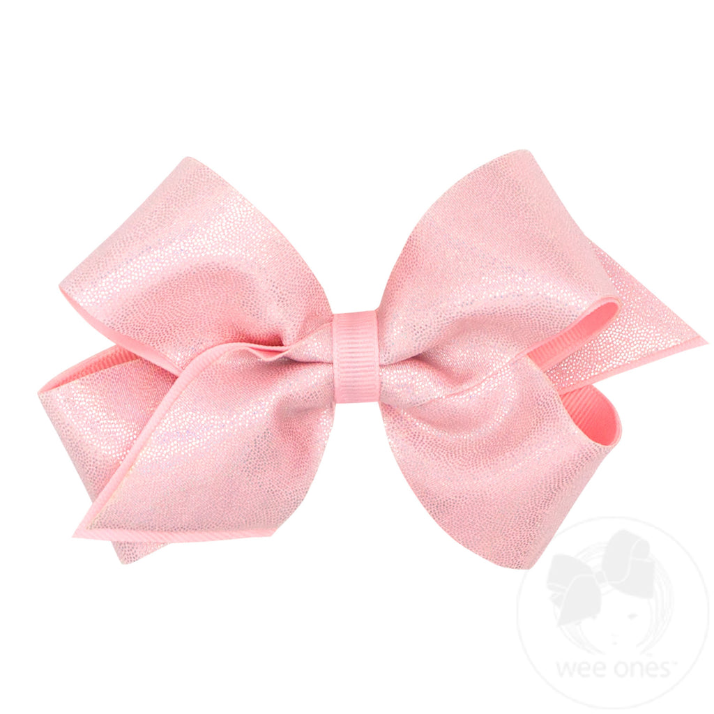 Medium Mirror Dot and Grosgrain Overlay Hair Bow