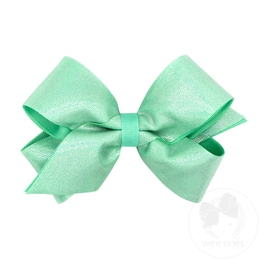 Medium Mirror Dot and Grosgrain Overlay Hair Bow