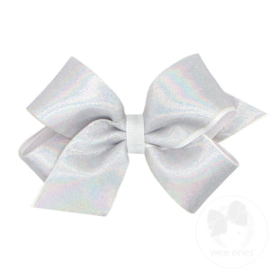 Medium Mirror Dot and Grosgrain Overlay Hair Bow