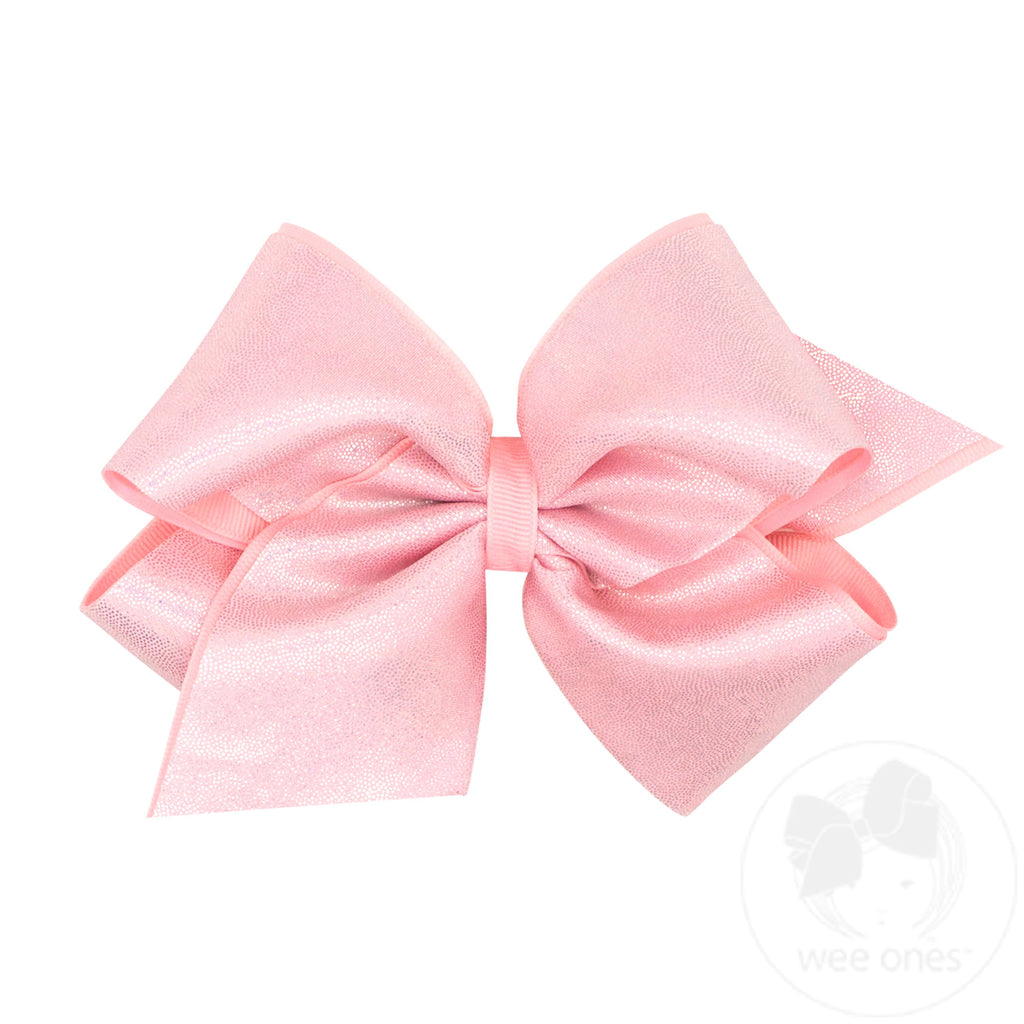 King Mirror Dot and Grosgrain Overlay Hair Bow