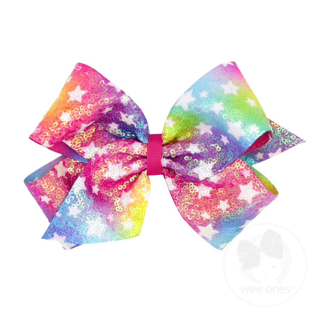 King Ombre Star-Printed Sequin Hair Bow