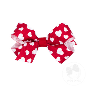 Mini Valentine Heart Print Grosgrain Hair Bow